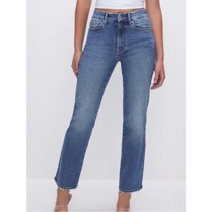 Good American Blue Straight Leg Always Fits Ankle Jeans